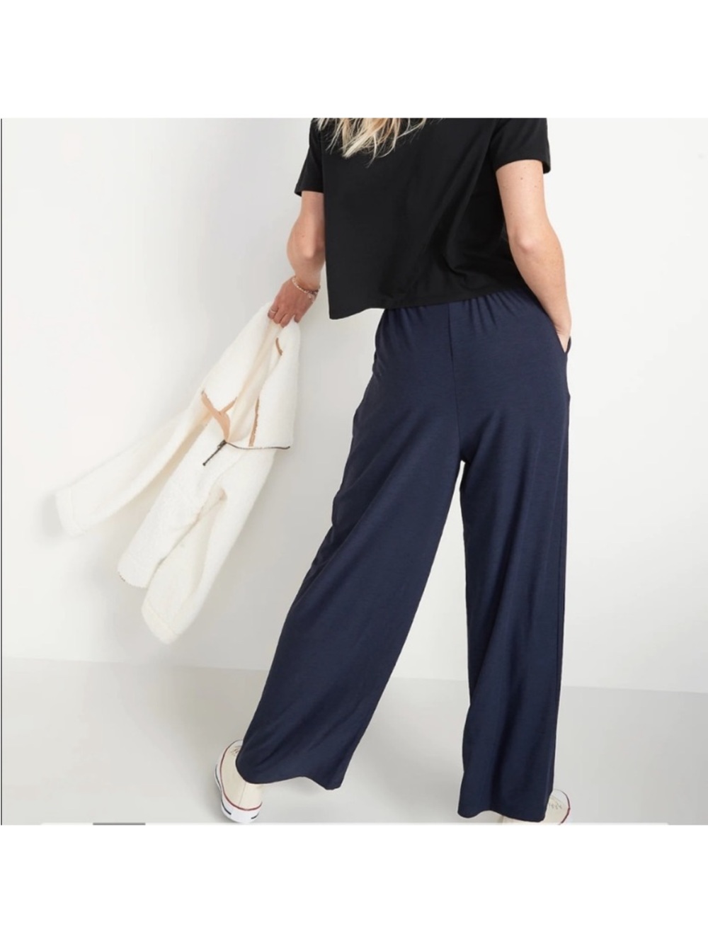 OLD NAVY High Waisted Wide Leg Crop Pant in Navy - M - Picture 3 of 12